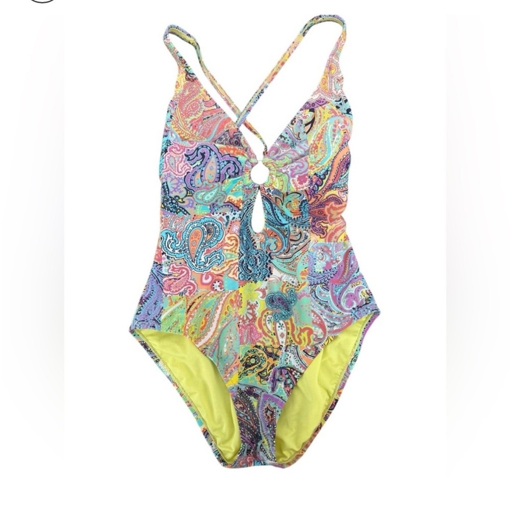 Bleu Rod Beattie‎ Women paisley X Back Mio Ring Me Up One Piece Swimsuit NEW 8